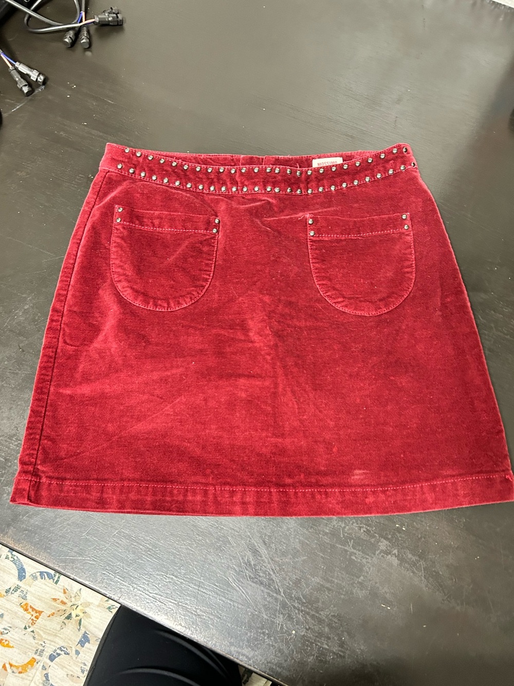 Mossimo Supply Co. Red Corduroy Mini Skirt with Stud Trim